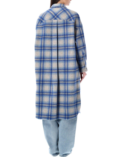 Shop Isabel Marant Checked Coat In Blu