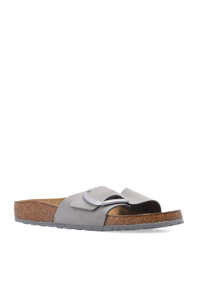 Shop Birkenstock Madrid Big Buckle Slides In Grigio