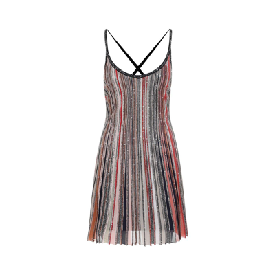 Shop Missoni Vertical Striped Knit Mini Dress In Nero