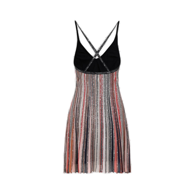 Shop Missoni Vertical Striped Knit Mini Dress In Nero