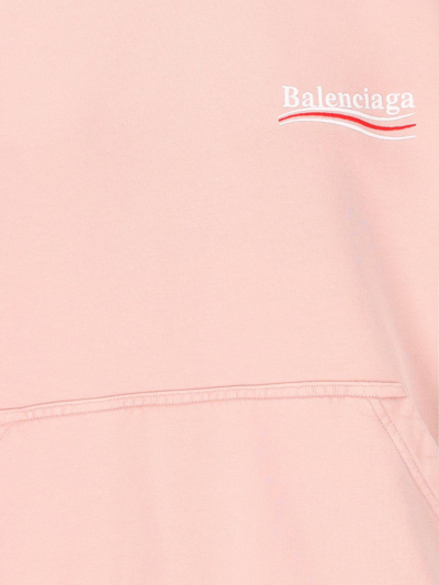 Shop Balenciaga Logo Embroidered Hoodie In Rosa