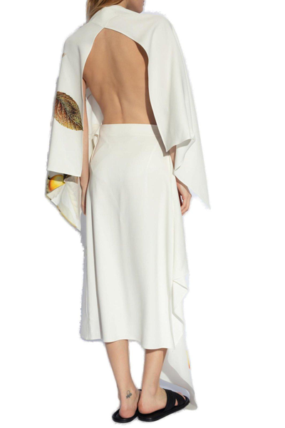 Shop Ferragamo Asymmetric Open-back Midi Dress In Bianco
