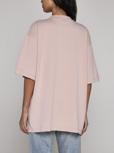 Shop Balenciaga Logo Cotton T-shirt In Rosa