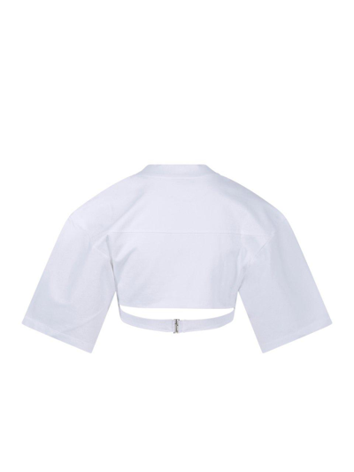 Shop Jacquemus Bahia Knot Detailed Cropped Top In Bianco