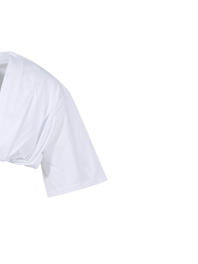 Shop Jacquemus Bahia Knot Detailed Cropped Top In Bianco