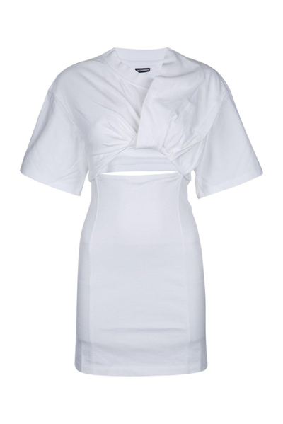 Shop Jacquemus Bahia Cut-out Detail Mini Dress In Bianco