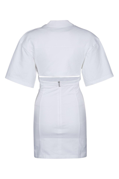 Shop Jacquemus Bahia Cut-out Detail Mini Dress In Bianco
