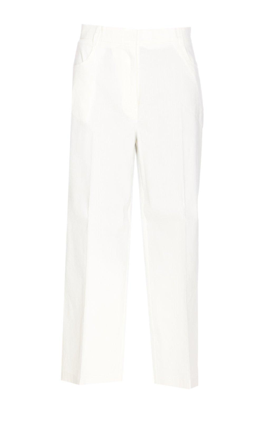 Shop Pinko Protesilao Straight-leg Cropped Trousers In Bianco Seta
