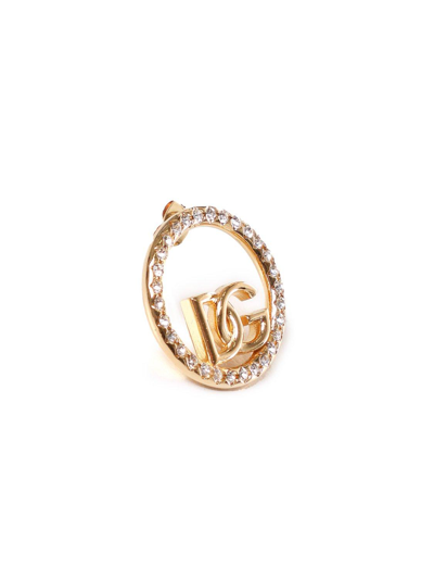 Shop Dolce & Gabbana Dg Logo Embellished Hoop Earrings