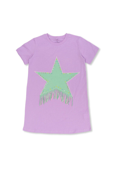 Shop Stella Mccartney Star-motif Crewneck T-shirt Dress In Purple