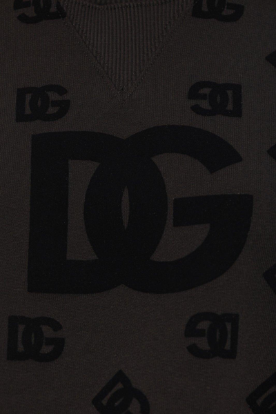 Shop Dolce & Gabbana Dg Logo Flocked Jersey Sweatshirt