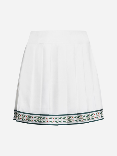 Shop Casablanca Pleated Silk Miniskirt In Neutro