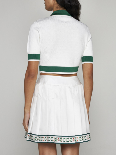 Shop Casablanca Pleated Silk Miniskirt In Neutro