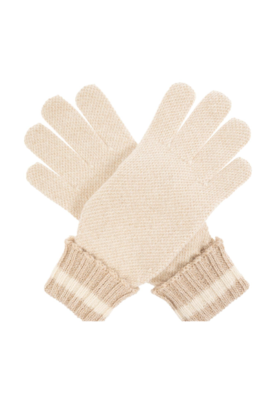 Shop Gucci Cashmere Gloves In Camel White