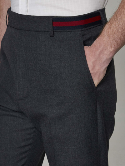 Shop Gucci Wool-blend Trousers In Dark Grey Mix