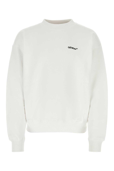 Shop Off-white Logo Embroidered Crewneck Sweatshirt In White