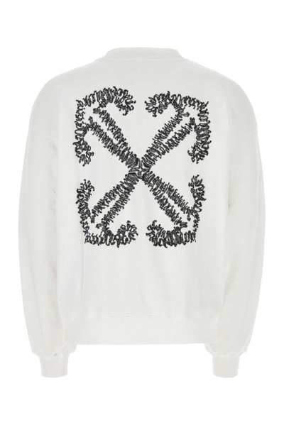 Shop Off-white Logo Embroidered Crewneck Sweatshirt In White