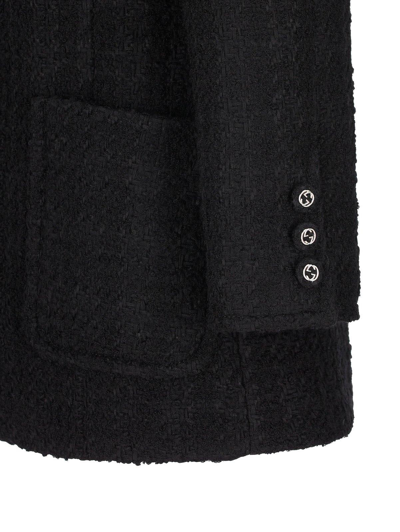 Shop Gucci Single Breasted Tweed Jacket In Black