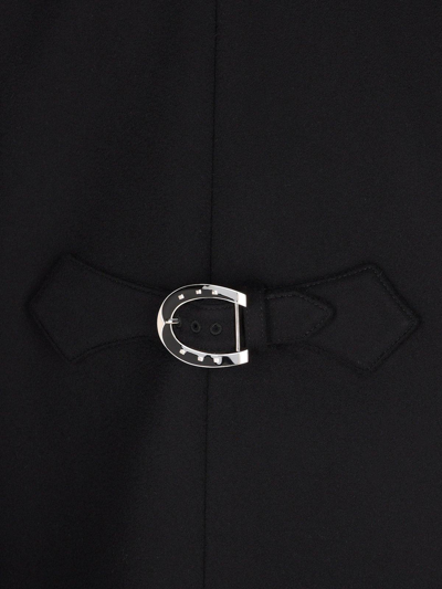 Shop Gucci Single Breasted Logo Plaque Coat In Black