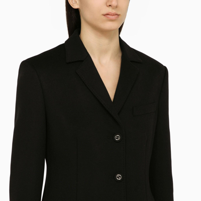 Shop Gucci Black Single-breasted Wool Coat