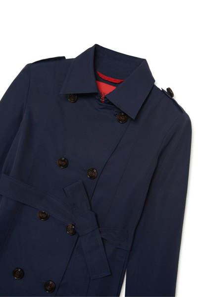 Shop Max&amp;co. Belted Double-breasted Long Sleeved Coat In Blue