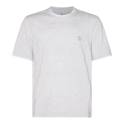 Shop Brunello Cucinelli Logo-embroidered Crewneck T-shirt In White