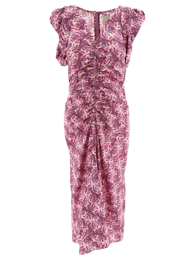 Shop Isabel Marant Gilya V-neck Midi Dress In Purple