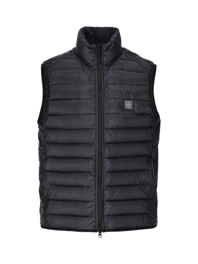 Shop Stone Island Compass Patch Zipped Padded Gilet In Blue