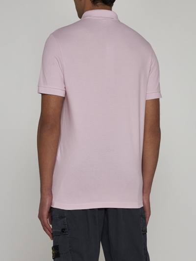 Shop Stone Island Logo-patch Cotton Polo Shirt In Pink