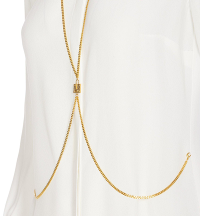 Shop Elisabetta Franchi Body-chain Detail Long-sleeved Shirt In Avorio