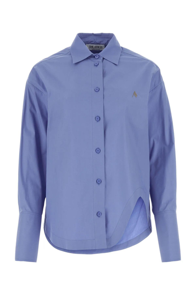 Shop Attico Cerulean Blue Poplin Eliza Shirt