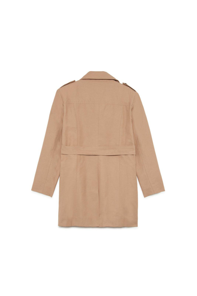 Shop Max&amp;co. Belted Double-breasted Long Sleeved Coat In Brown