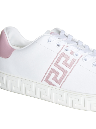 Shop Versace Sneakers In White+english Rose