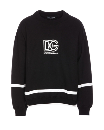 Shop Dolce & Gabbana Dg Logo Printed Crewneck Sweatshirt In Nero