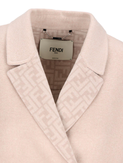 Shop Fendi Ff Jacquard Long Sleeved Coat