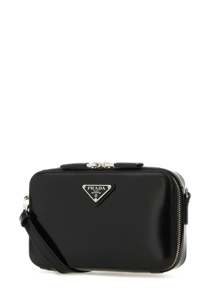 Shop Prada Black Leather Brique Crossbody Bag In Nero