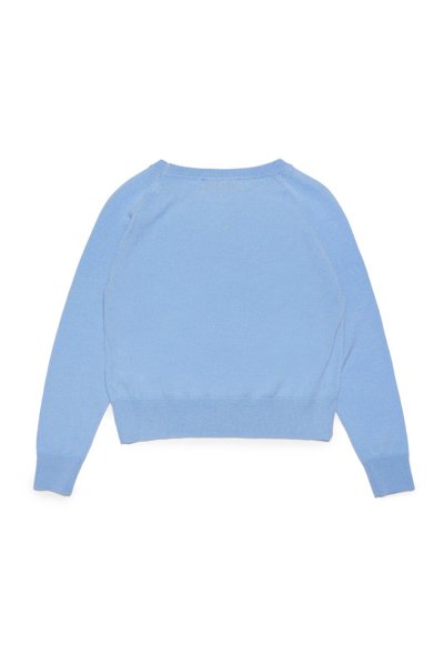 Shop Max&amp;co. Heart Embroidered Knitted Jumper In Blue
