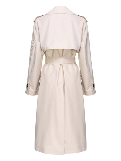 Shop Pinko Belted Double-breasted Trench Coat In Beige Farina Avena