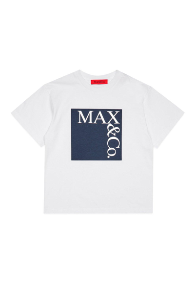 Shop Max&amp;co. Logo Printed Crewneck T-shirt In White