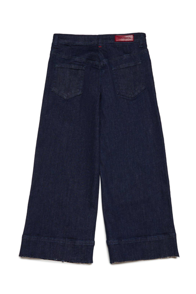 Shop Max&amp;co. Cropped Wide-leg Raw-cut Hem Jeans In Blue