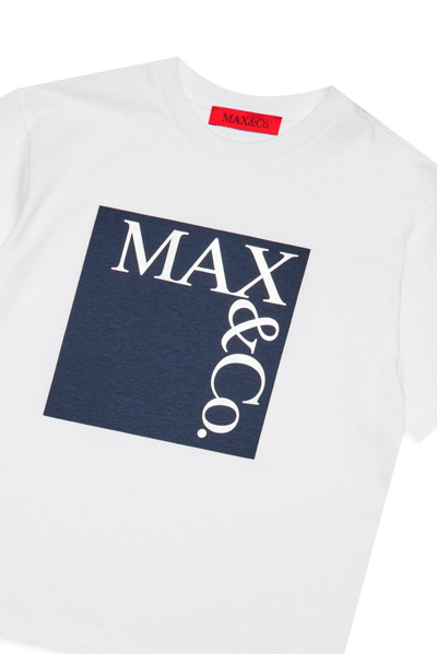 Shop Max&amp;co. Logo Printed Crewneck T-shirt In White