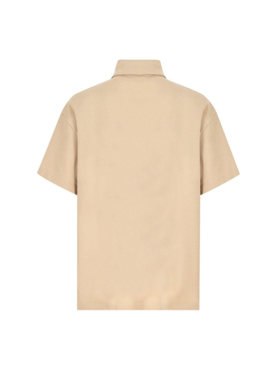 Shop Fendi Logo Embroidered Polo Shirt In Beige