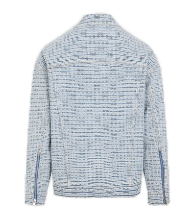 Shop Givenchy 4g Motif Zip-up Shirt Jacket In Light Blue