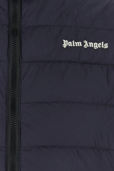 Shop Palm Angels Midnight Blue Nylon Sleeveless Down Jacket