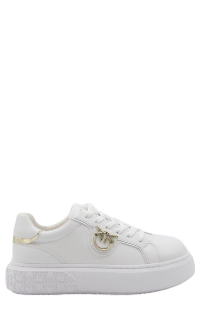 Shop Pinko Round-toe Lace-up Sneakers In White