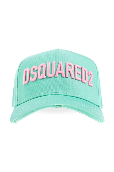 Shop Dsquared2 Logo Embroidered Baseball Cap In Verde Acqua Rosa
