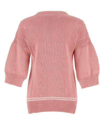 Shop Marni Logo Intarsia Knitted Jumper In Pink