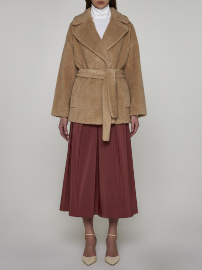 Shop Weekend Max Mara Ramino Teddy Short Coat In Sabbia