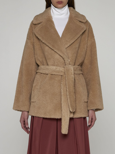 Shop Weekend Max Mara Ramino Teddy Short Coat In Sabbia