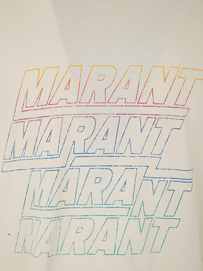 Shop Isabel Marant Hugo Logo Printed Crewneck T-shirt In Beige